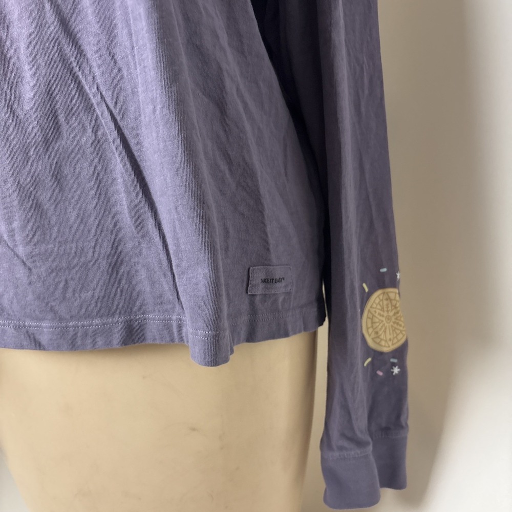 Life is Good Buon Natale Italian Christmas Cookies Long Slv Crusher Boxy Tee L - Picture 2 of 8